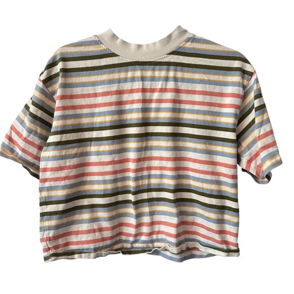 RVCA Womens Striped Crop T-Shirt Multicolor Size M Cotton Blend - Picture 1 of 5